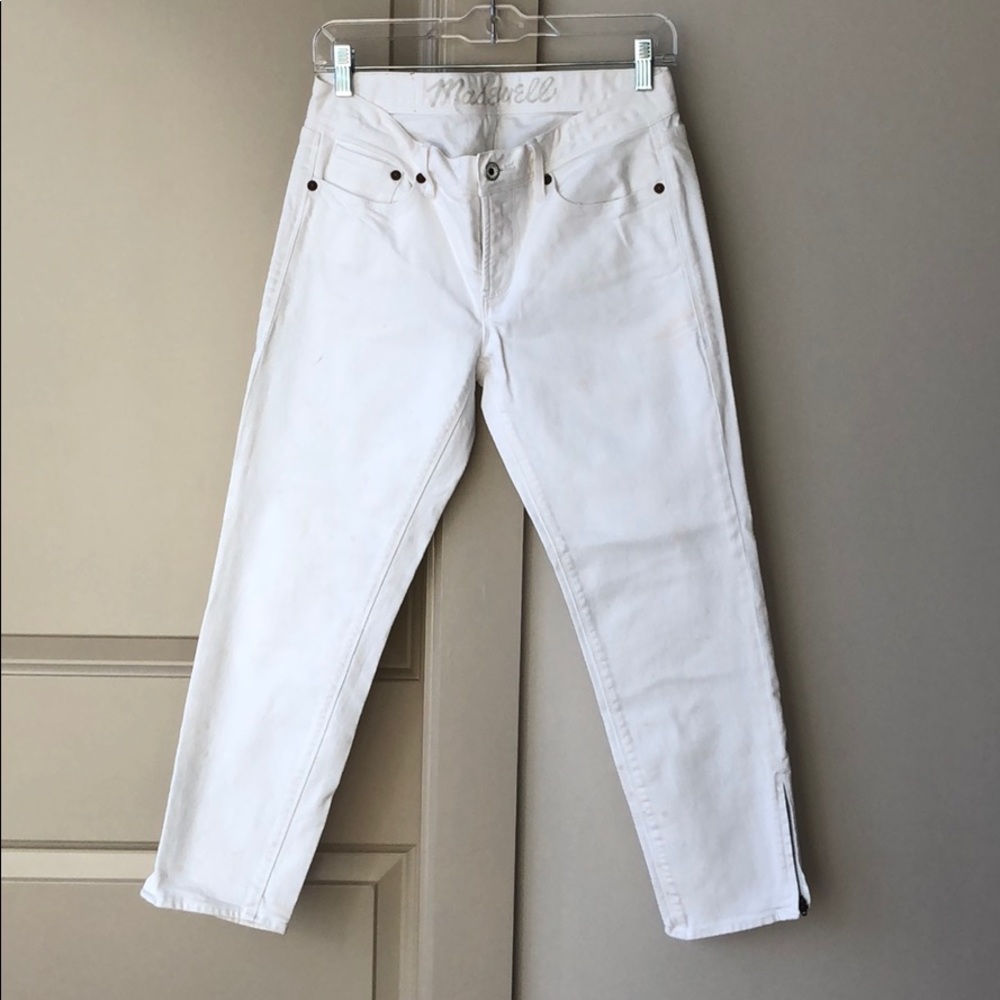 Madewell Ankle Cropped w Zipper White Jeans 29
